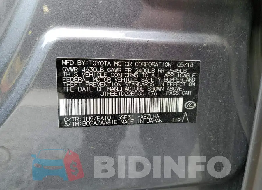 JTHBE1D22E5001476 Photo# 12