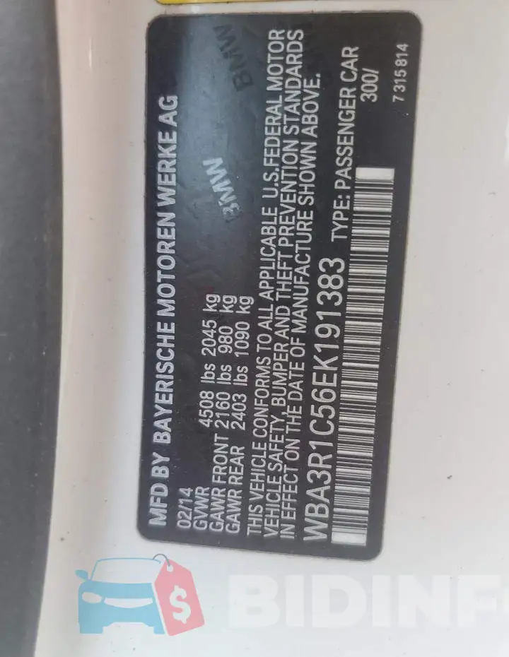 WBA3R1C56EK191383 Photo# 12
