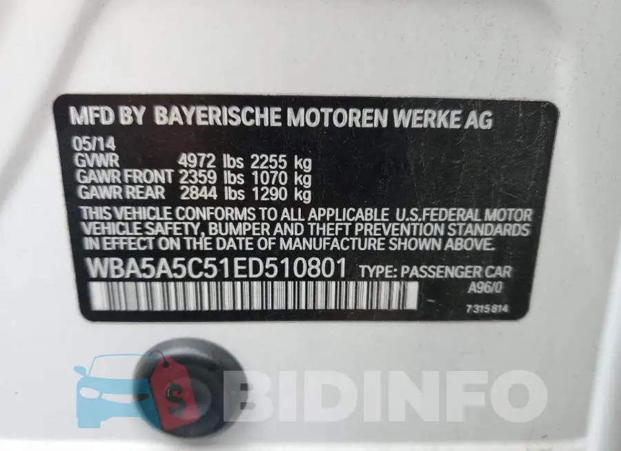 WBA5A5C51ED510801 Photo# 12