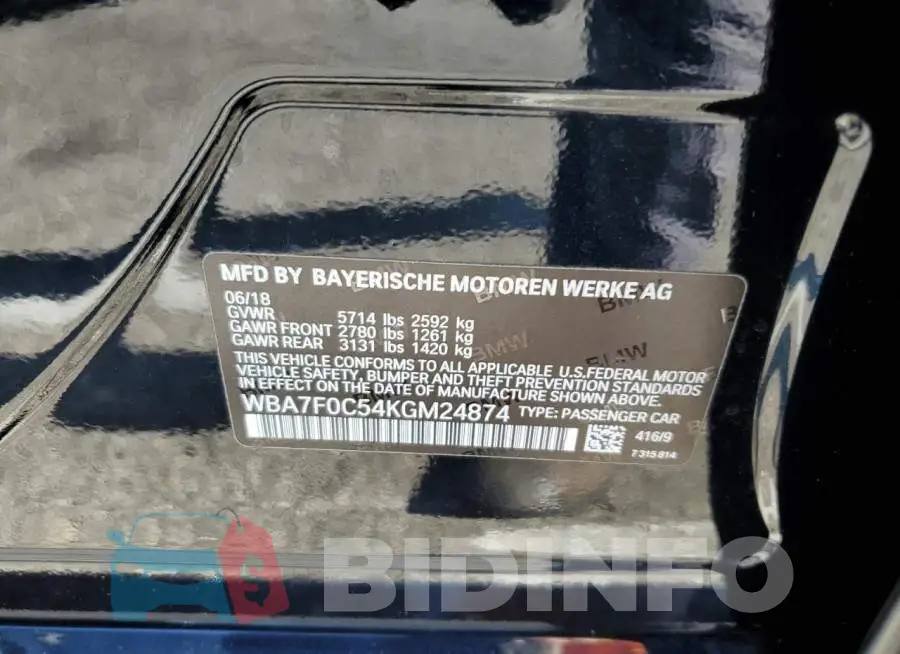 WBA7F0C54KGM24874 Photo# 13