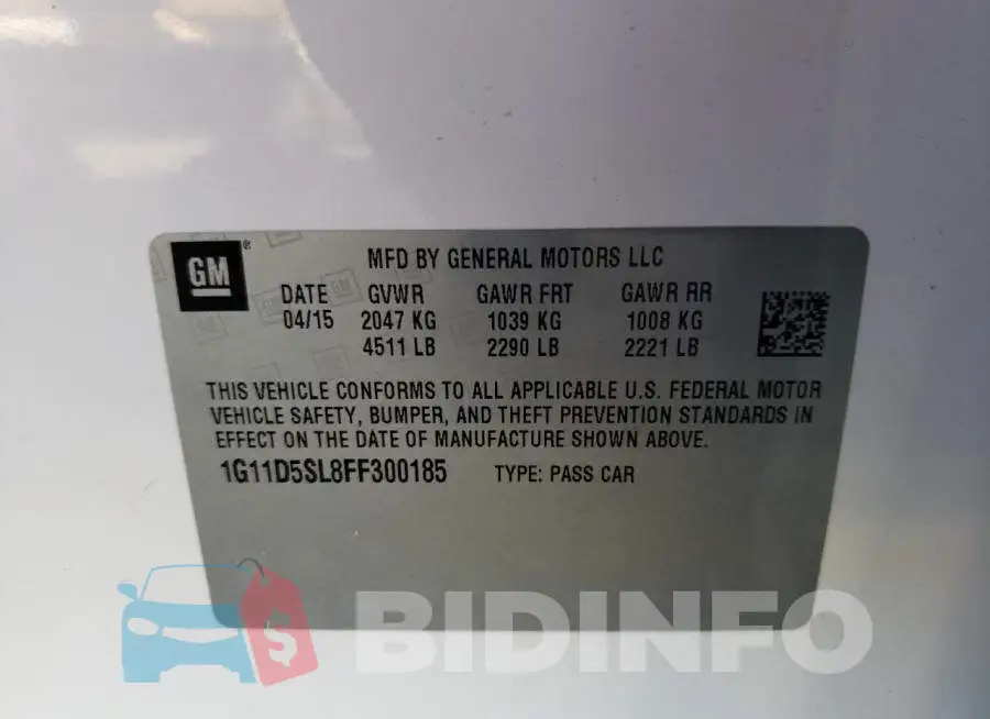 1G11D5SL8FF300185 Photo# 12