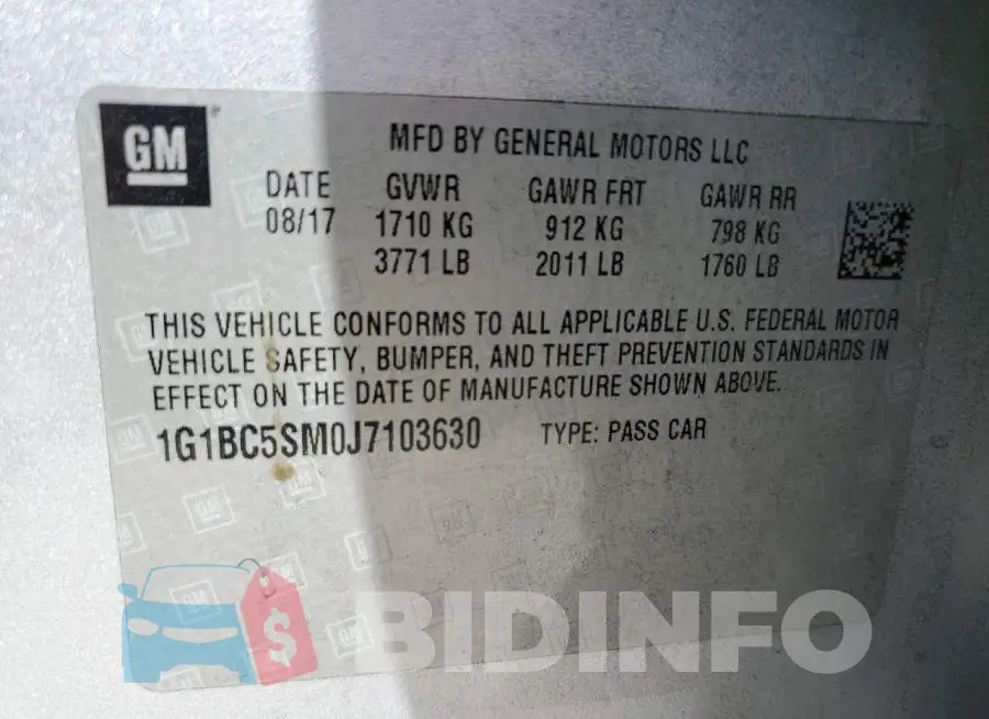 1G1BC5SM0J7103630 Photo# 12