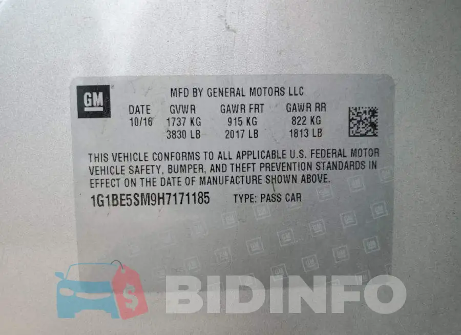 1G1BE5SM9H7171185 Photo# 12