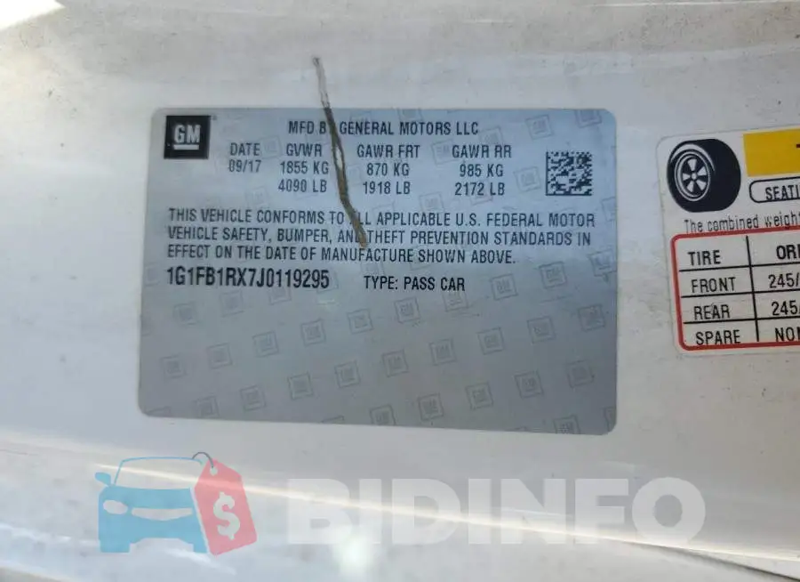 1G1FB1RX7J0119295 Photo# 13