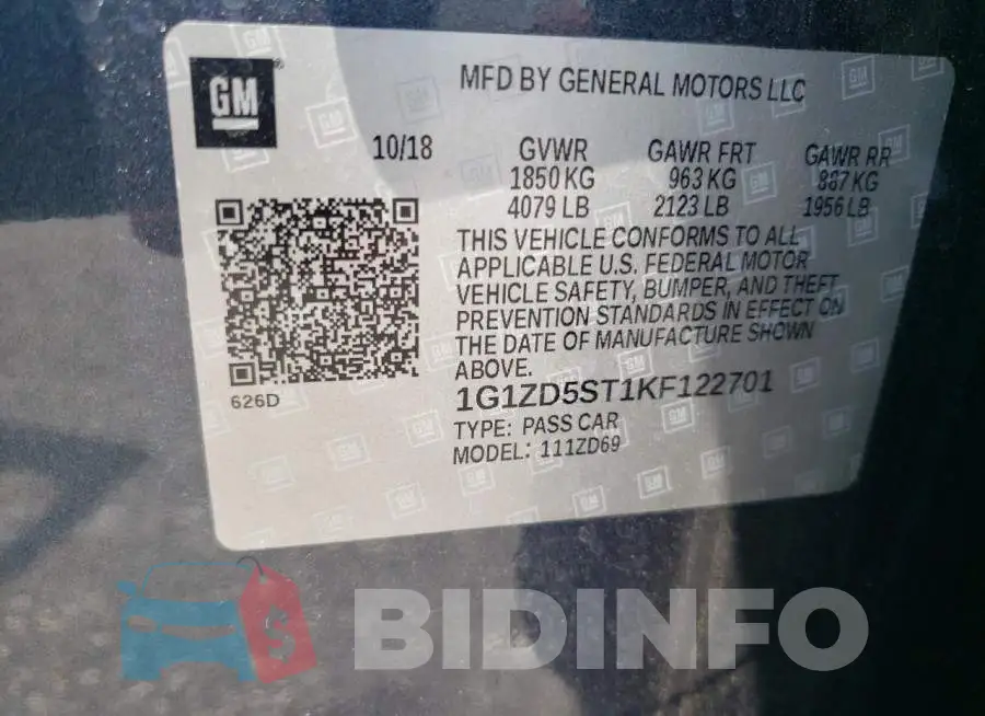 1G1ZD5ST1KF122701 Photo# 12