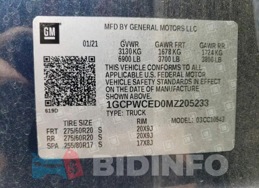 1GCPWCED0MZ205233 Photo# 12