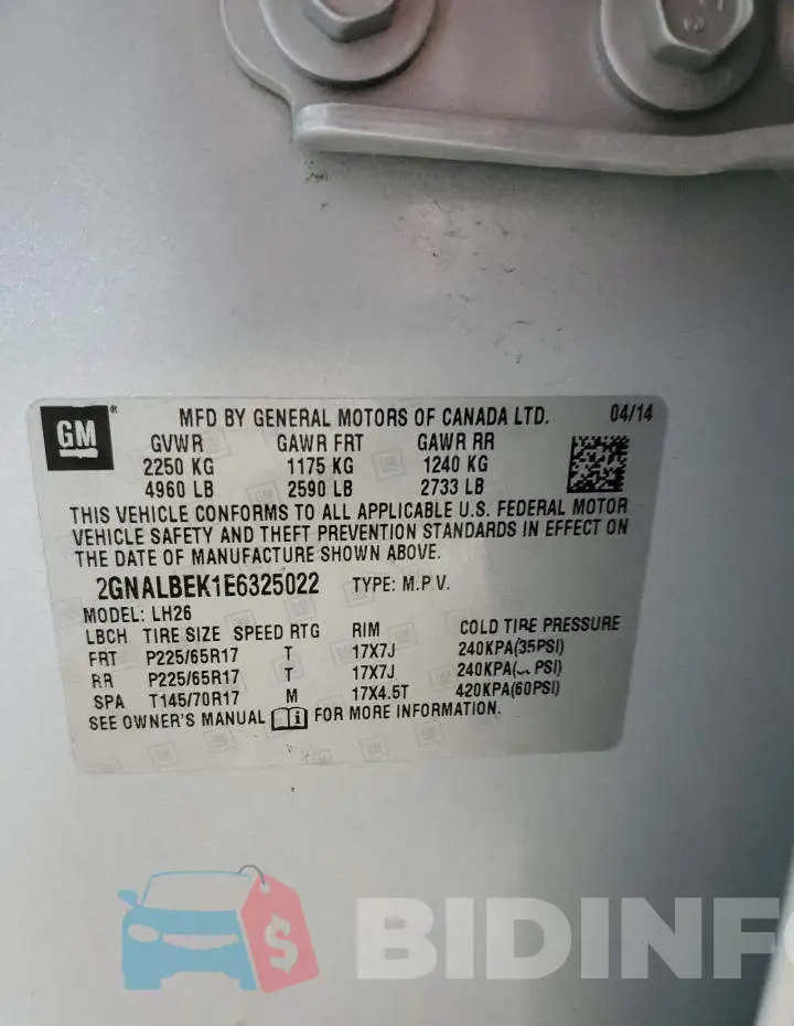 2GNALBEK1E6325022 Photo# 12