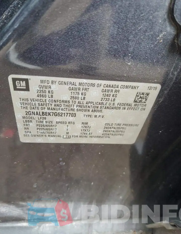 2GNALBEK7G6217703 Photo# 12