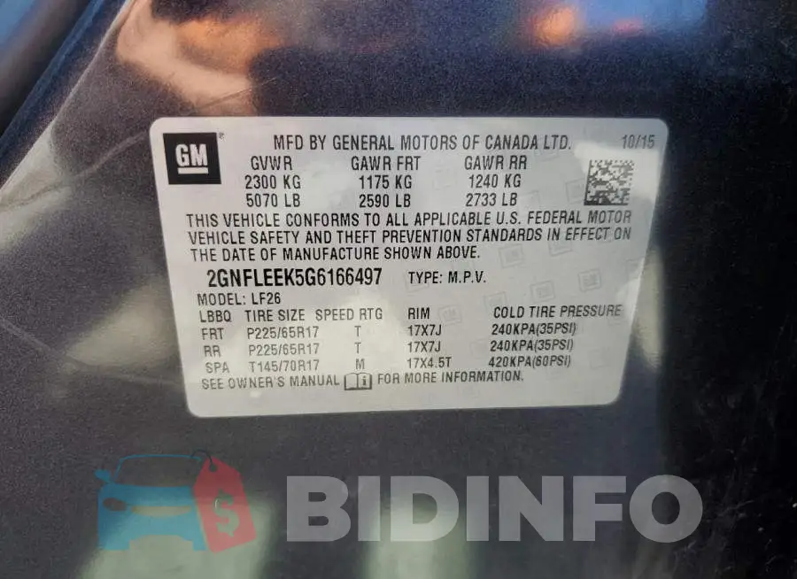 2GNFLEEK5G6166497 Photo# 12