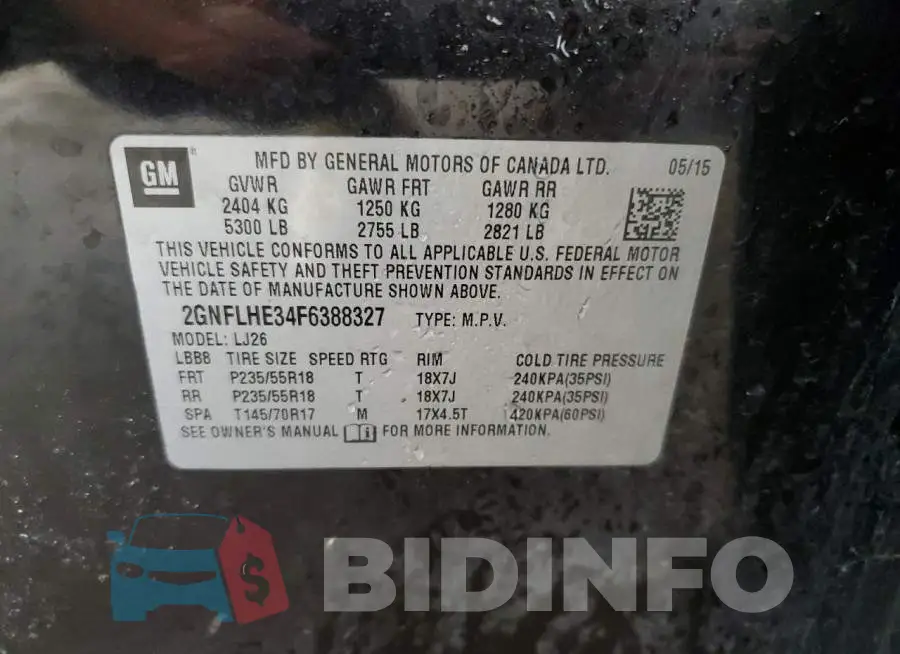 2GNFLHE34F6388327 Photo# 12