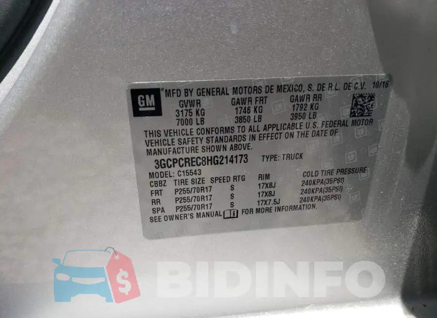 3GCPCREC8HG214173 Photo# 12