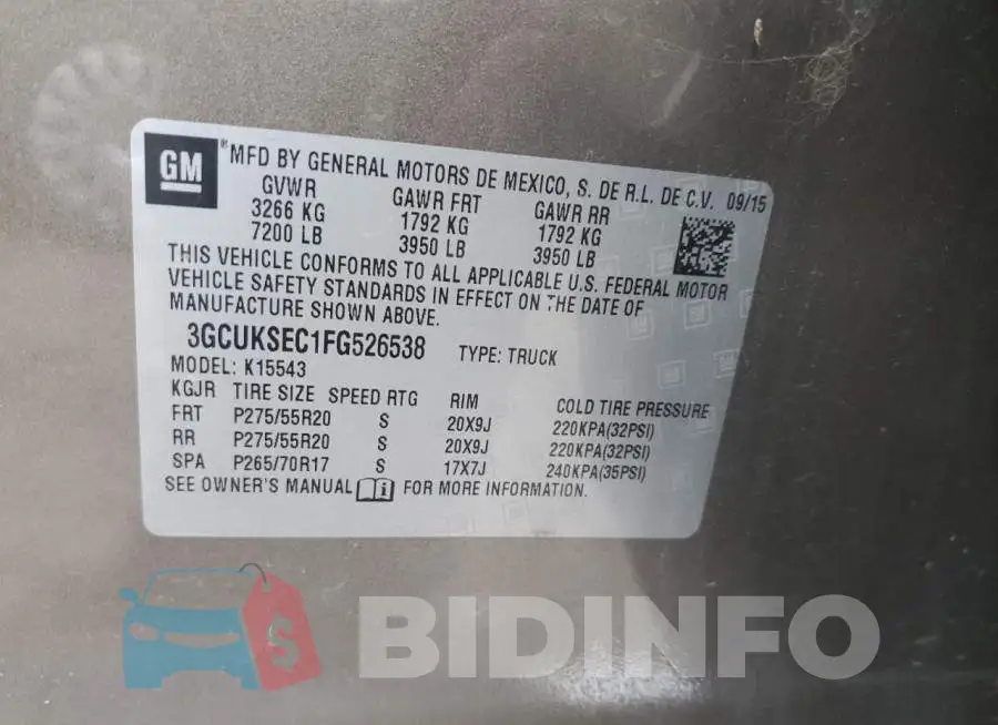 3GCUKSEC1FG526538 Photo# 13