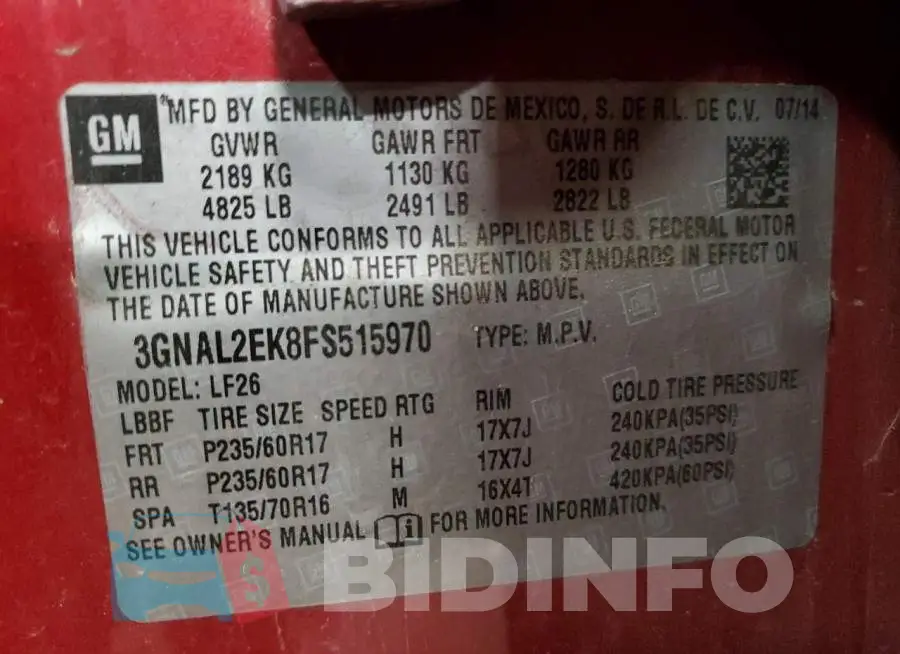 3GNAL2EK8FS515970 Photo# 12