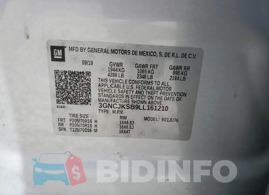 3GNCJKSB9LL161210 Photo# 13
