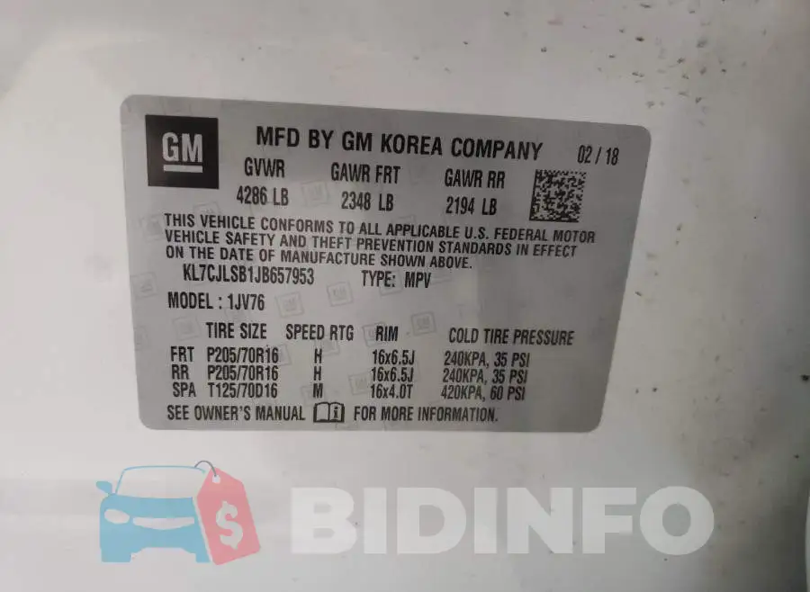 KL7CJLSB1JB657953 Photo# 10