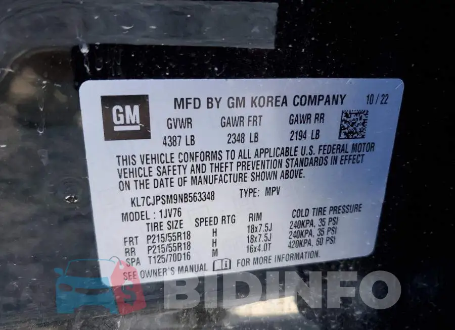 KL7CJPSM9NB563348 Photo# 12