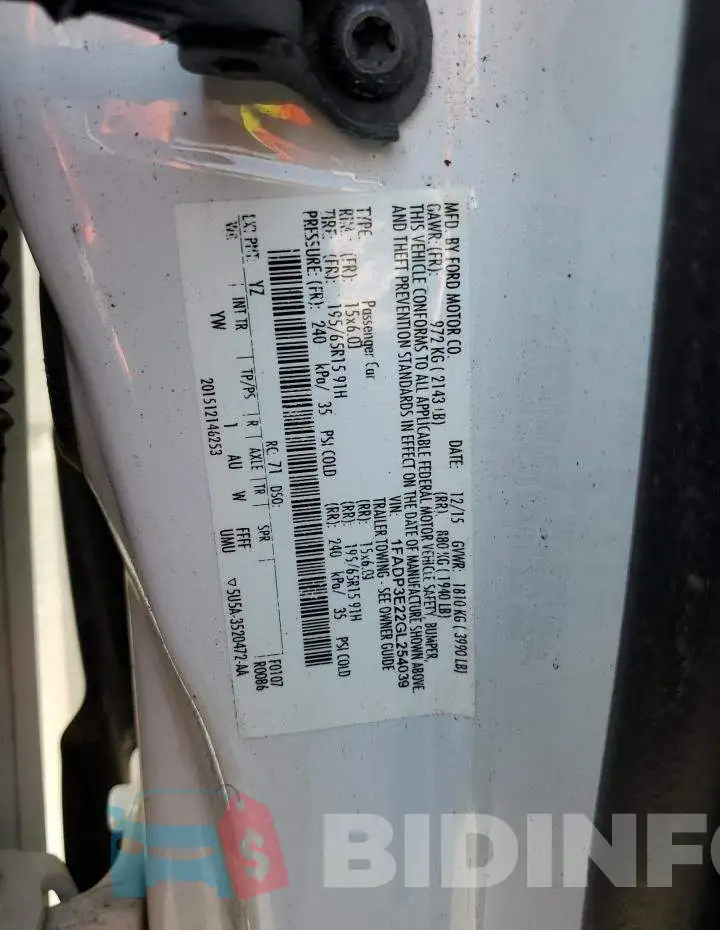1FADP3E22GL254039 Photo# 12