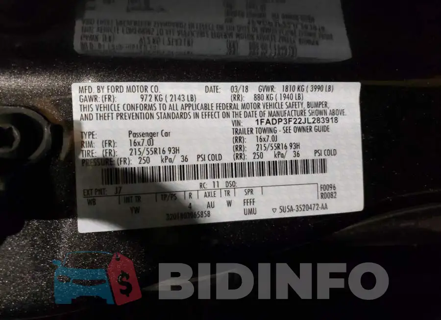 1FADP3F22JL283918 Photo# 12