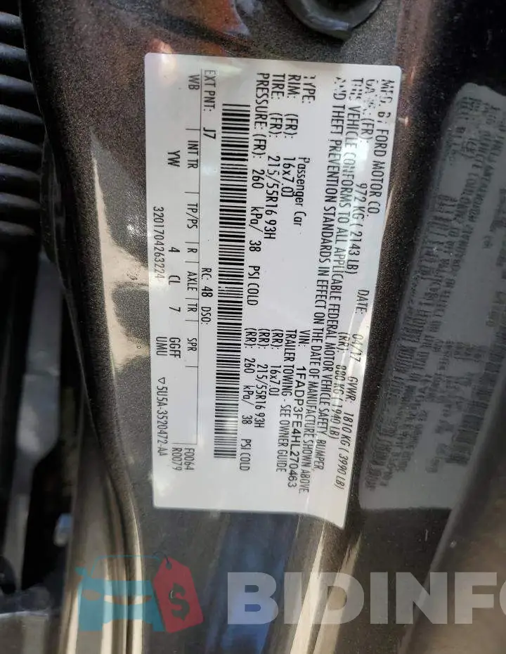 1FADP3FE4HL270463 Photo# 13