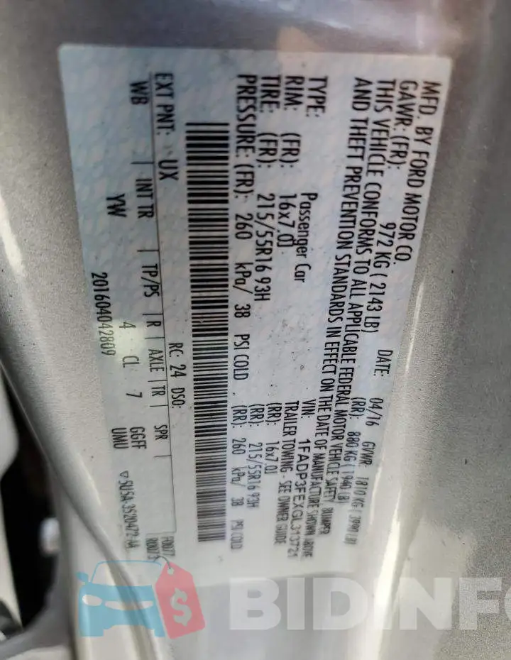 1FADP3FEXGL313721 Photo# 13