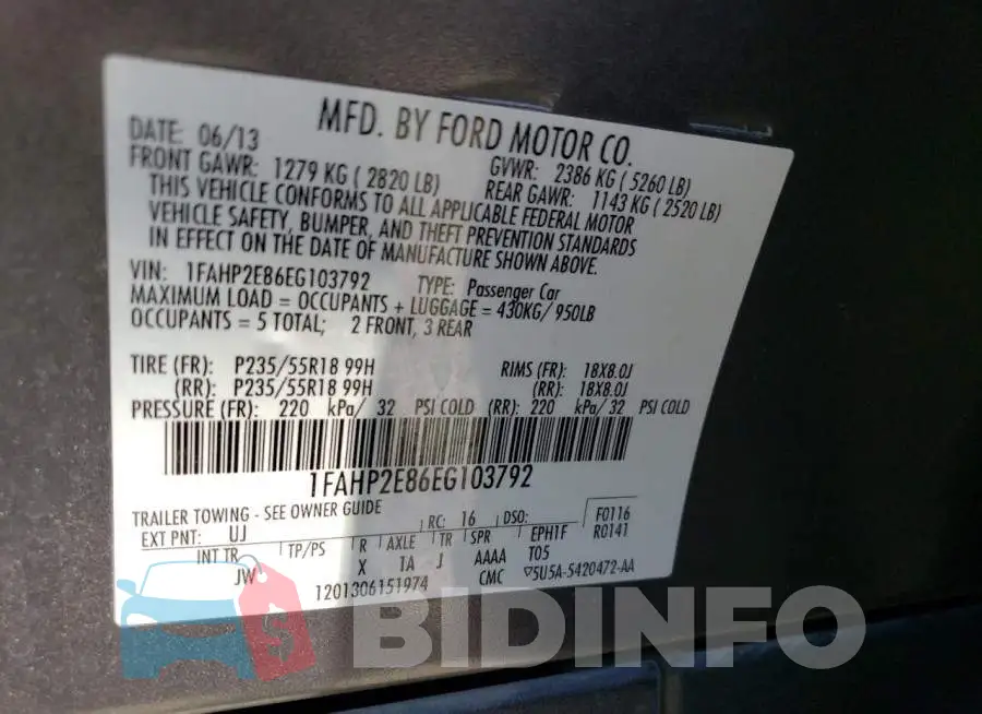 1FAHP2E86EG103792 Photo# 12