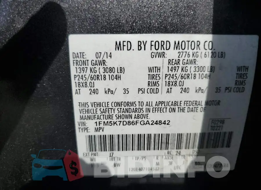 1FM5K7D86FGA24842 Photo# 13