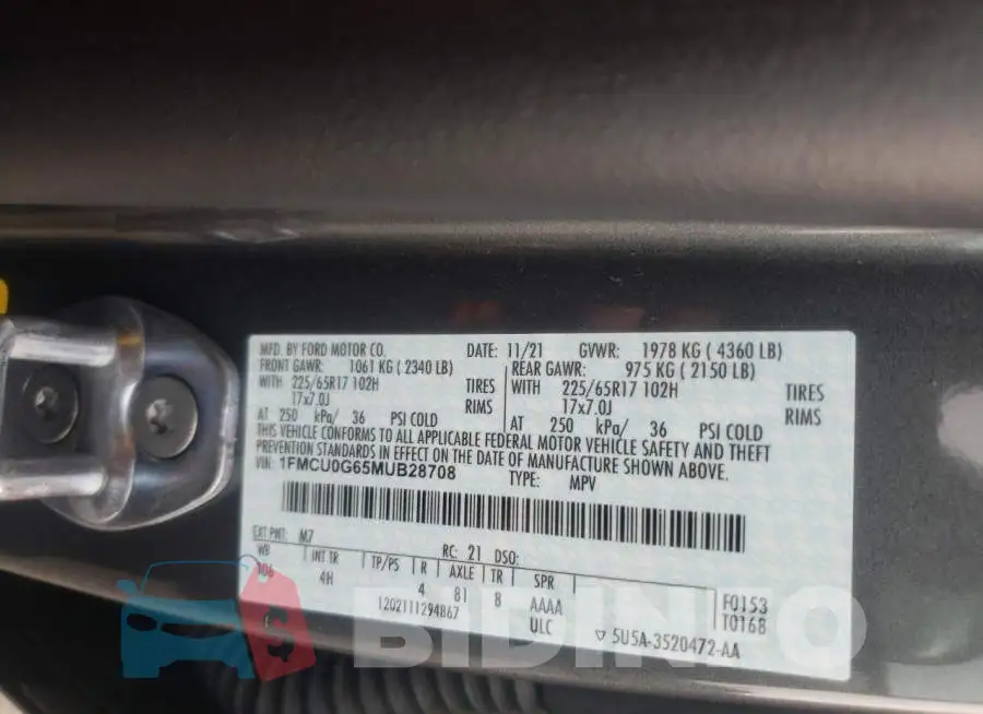 1FMCU0G65MUB28708 Photo# 12