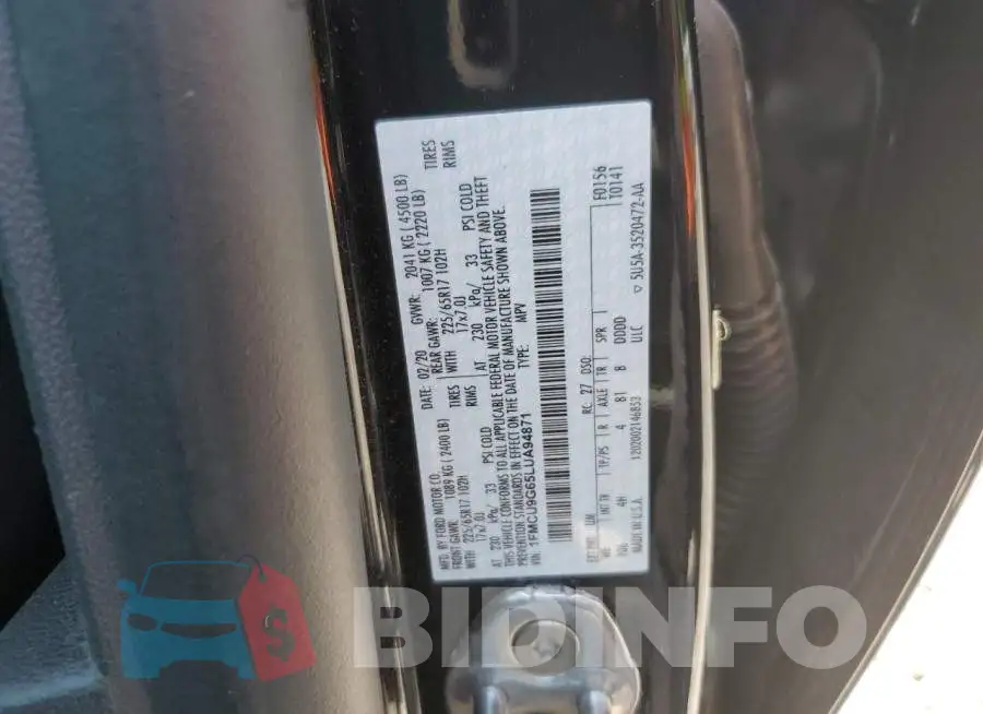 1FMCU9G65LUA94871 Photo# 14