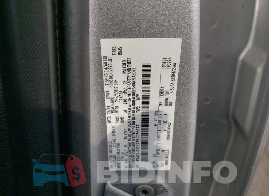 1FMCU9GX2EUC76877 Photo# 13