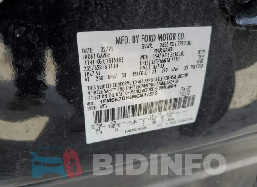 1FMSK7DH3MGB17575 Photo# 13