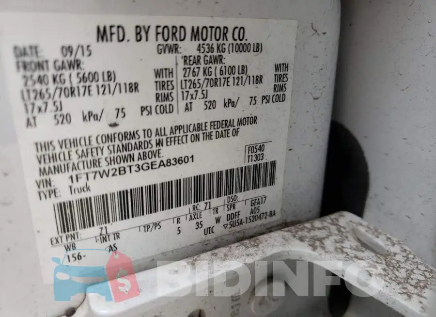 1FT7W2BT3GEA83601 Photo# 12