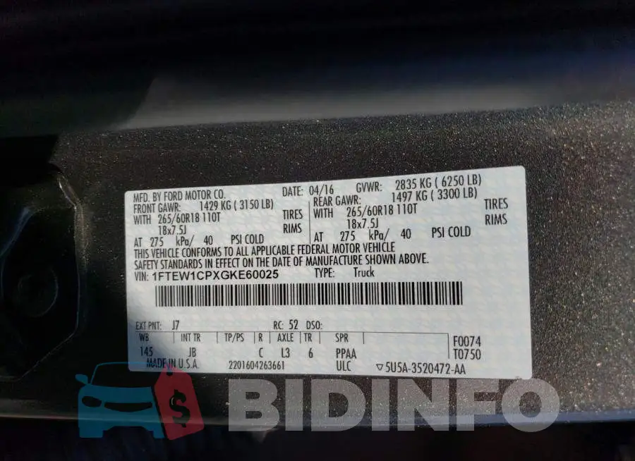 1FTEW1CPXGKE60025 Photo# 13