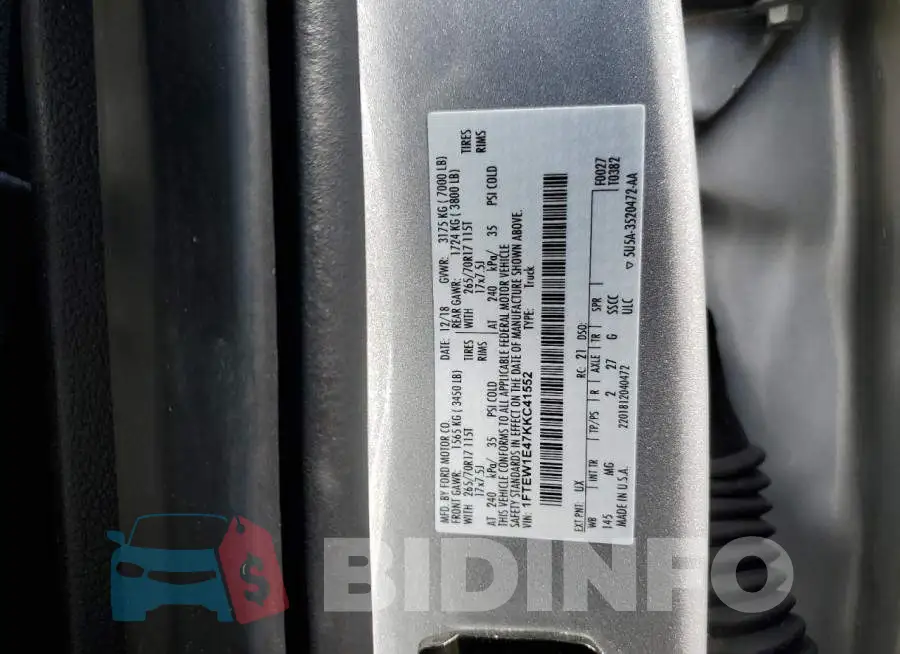 1FTEW1E47KKC41552 Photo# 13
