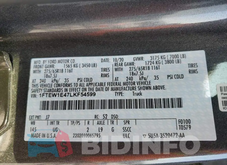 1FTEW1E47LKF54599 Photo# 12