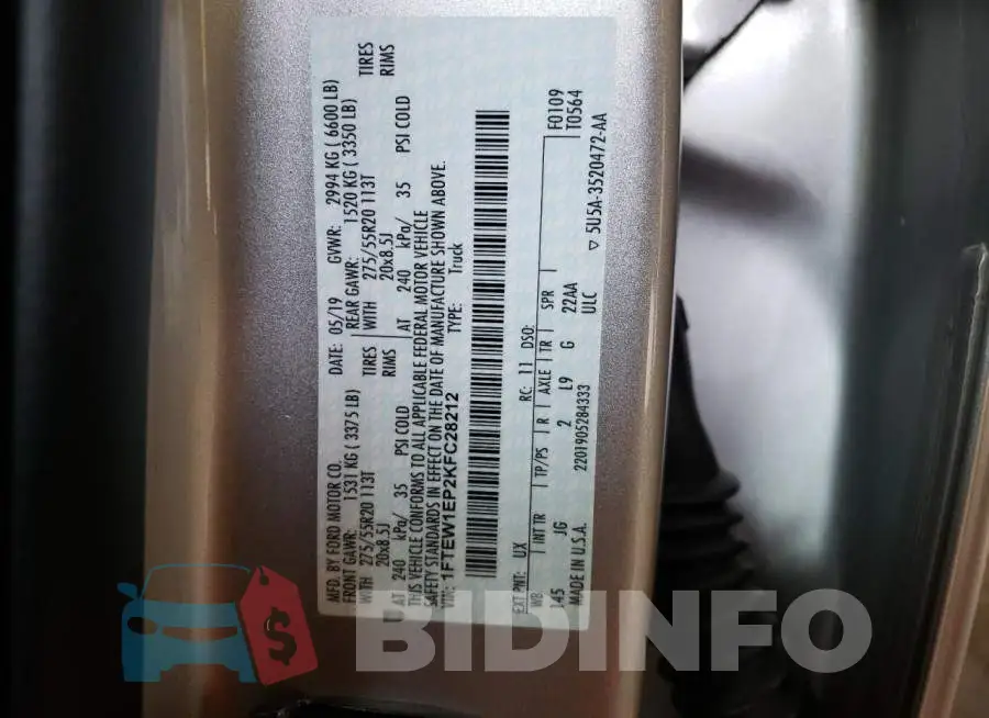 1FTEW1EP2KFC28212 Photo# 12
