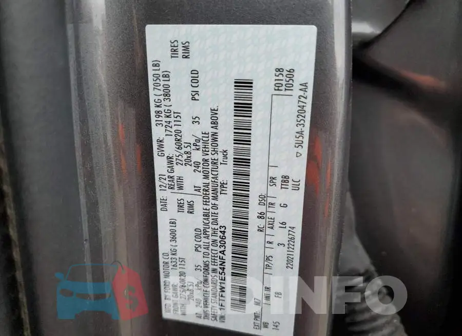 1FTFW1E54NFA30643 Photo# 12