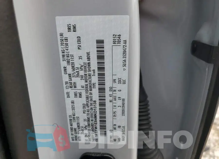 1FTFW1E84MKD13138 Photo# 12