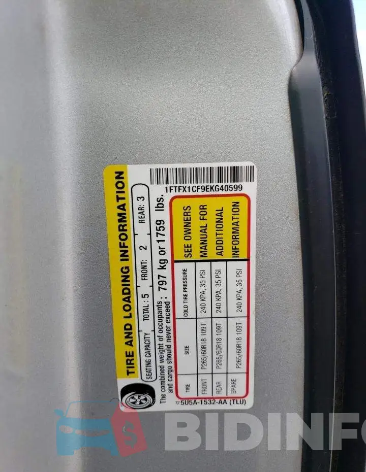 1FTFX1CF9EKG40599 Photo# 13