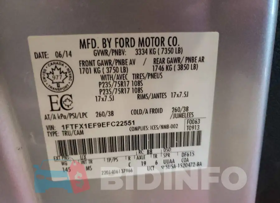1FTFX1EF9EFC22551 Photo# 12