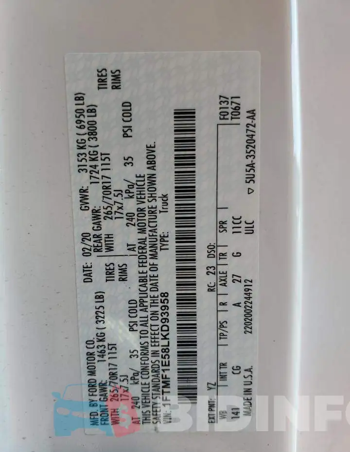 1FTMF1E58LKD93958 Photo# 12