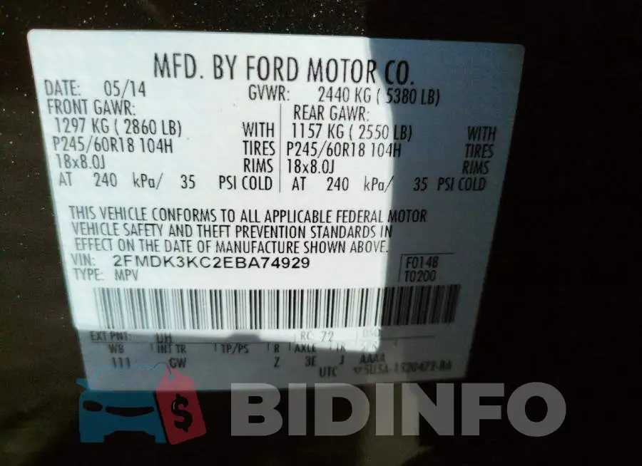2FMDK3KC2EBA74929 Photo# 13