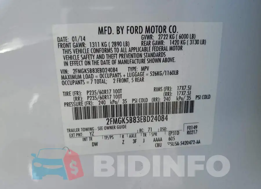 2FMGK5B83EBD24084 Photo# 12