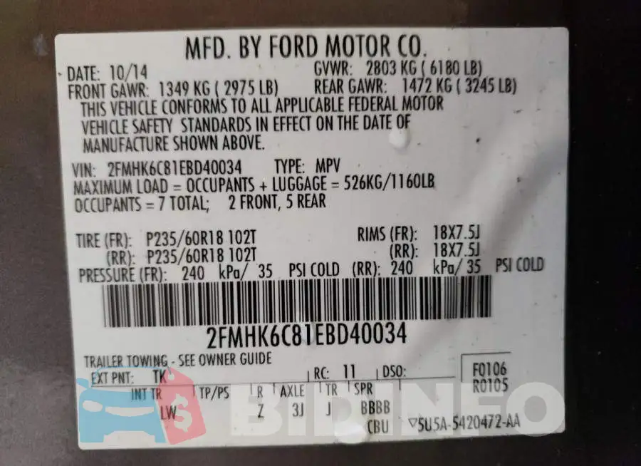2FMHK6C81EBD40034 Photo# 14