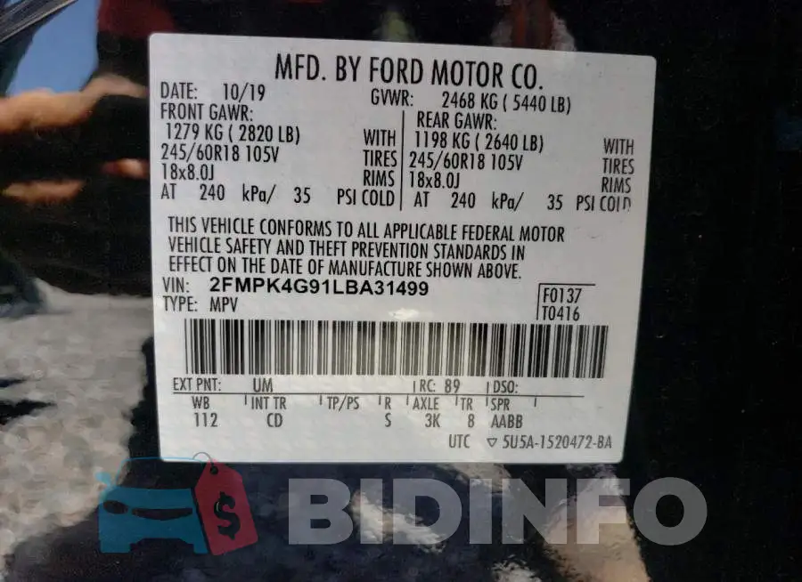 2FMPK4G91LBA31499 Photo# 13