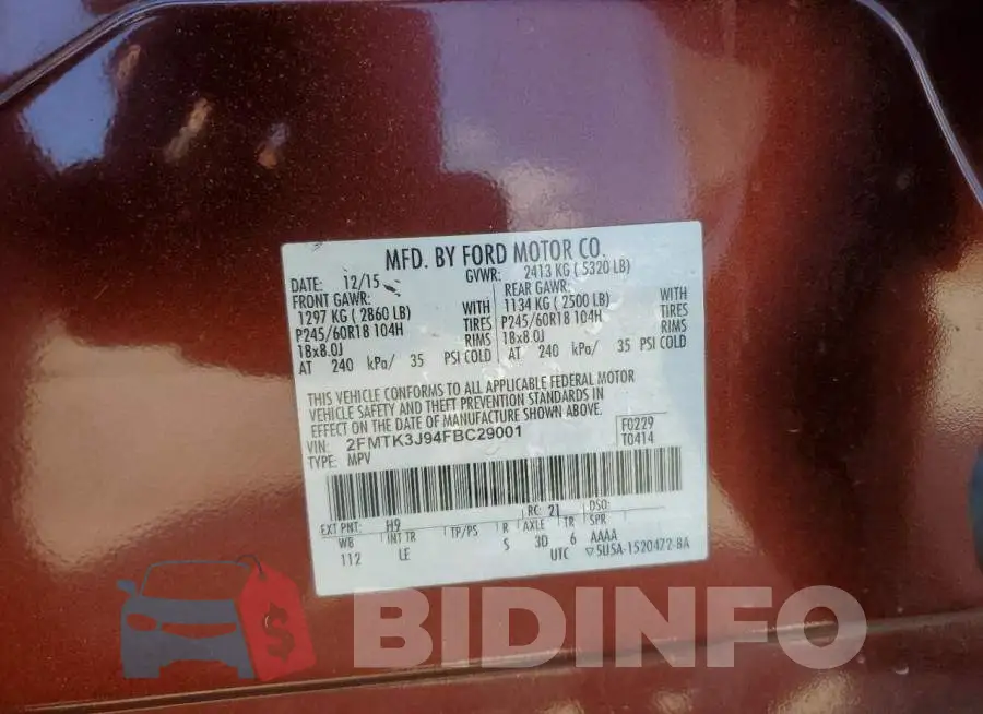 2FMTK3J94FBC29001 Photo# 14