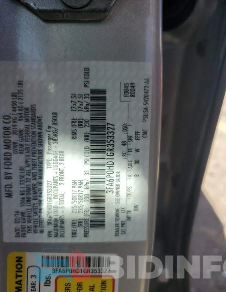 3FA6P0HD1GR353327 Photo# 12