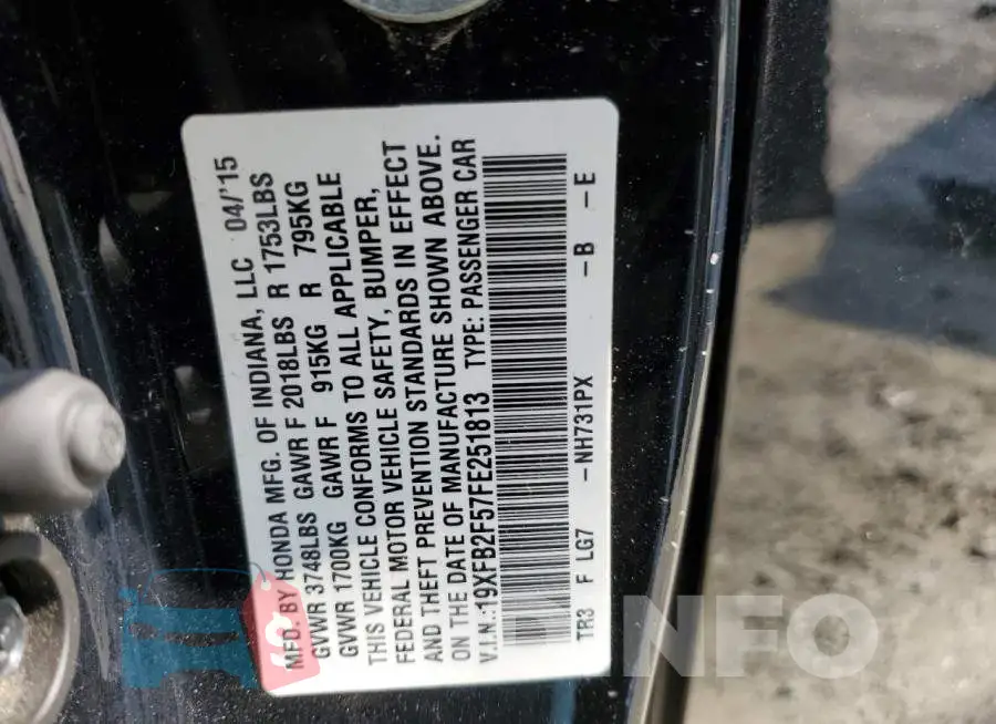 19XFB2F57FE251813 Photo# 13