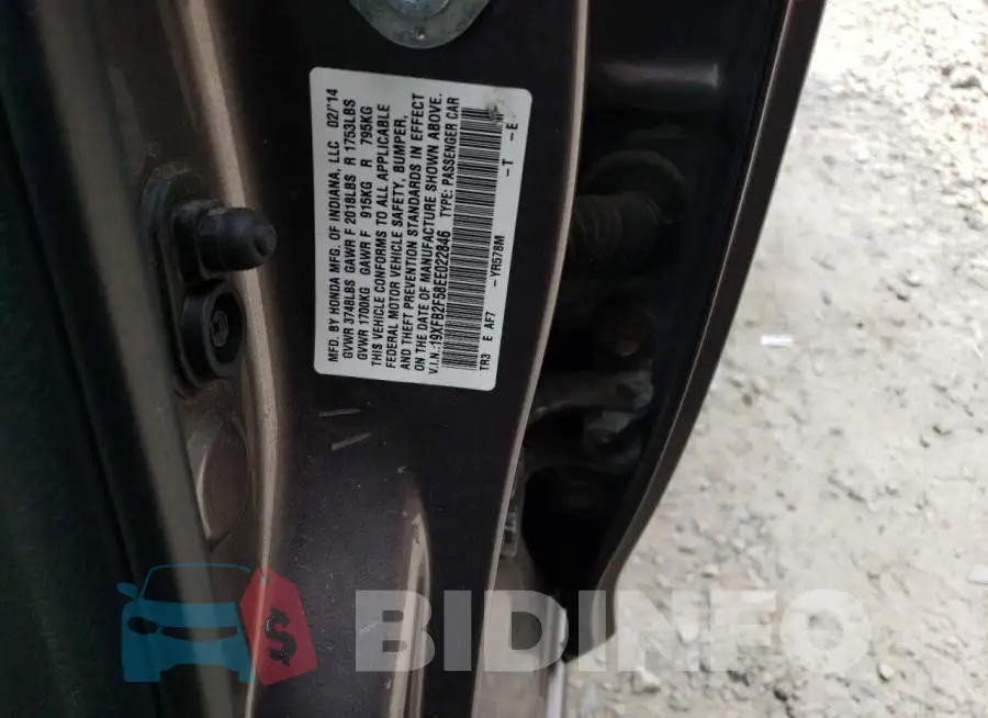 19XFB2F58EE022846 Photo# 12