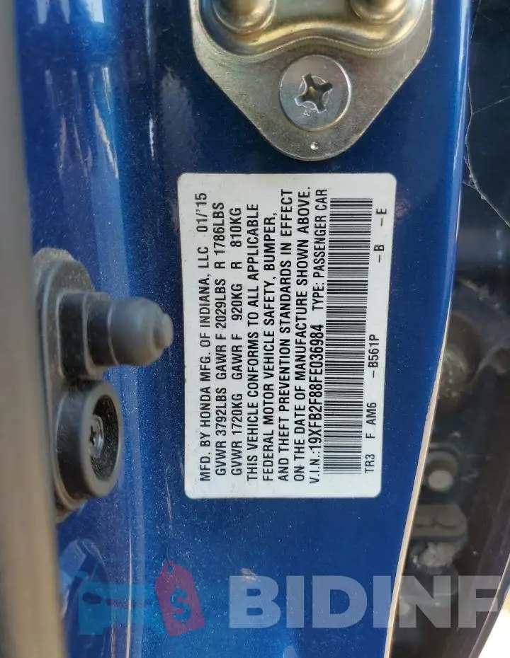 19XFB2F88FE036984 Photo# 12