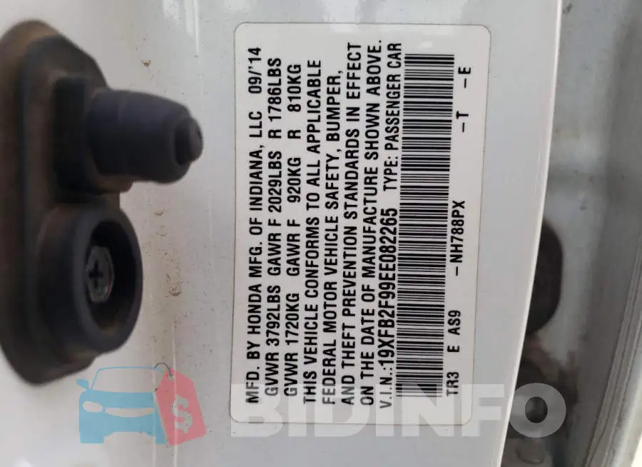 19XFB2F99EE082265 Photo# 12